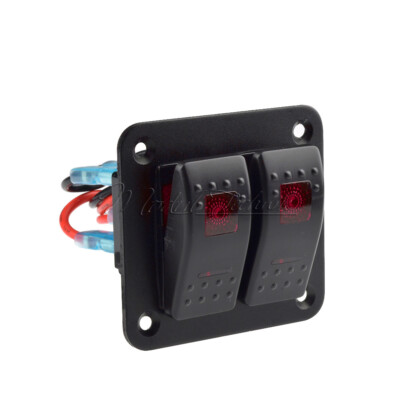 DC 12-24V Modified Switch Control Panel 2-position Rocker Wwitch Double Lamp