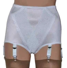 White Panty Girdle with Suspenders. Retro Style 6 Suspender Straps, Firm Control