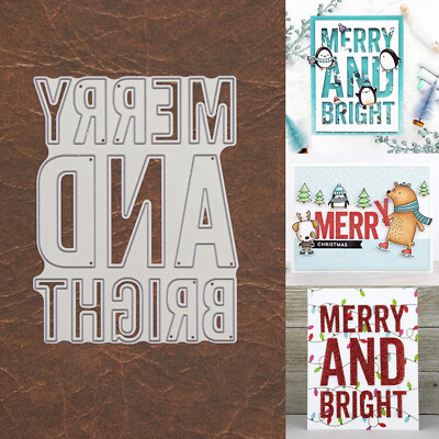 Merry And Bright Large Sentiment Words Cutting & Embossing Die   Shaker Card+