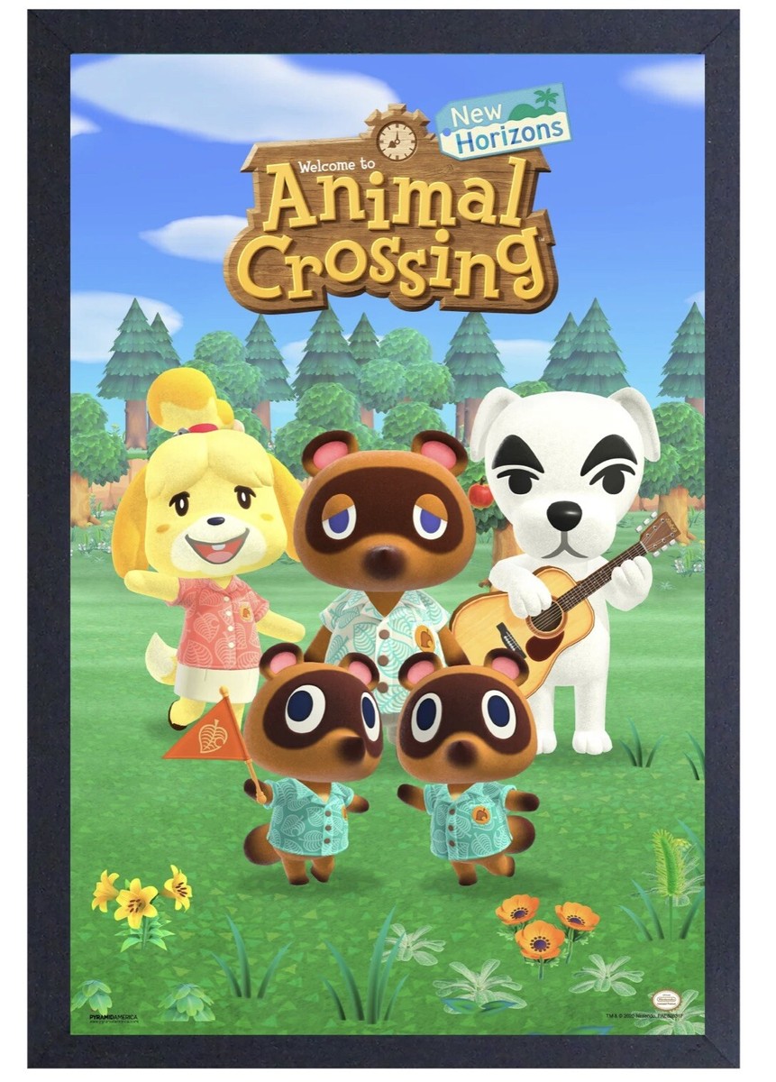 ANIMAL CROSSING NEW HORIZONS GROUP PORTRAIT 13x19 FRAMED GELCOAT