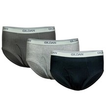 New Gildan Men's Cotton Mid Rise Briefs Underwear Size SMALL 3-Pack Black Gray