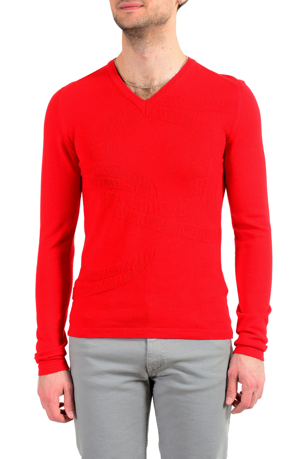 Just Cavalli Мужской красный свитер-пуловер из 100 шерсти US M IT 50 18290₽