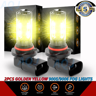 H10 9145 Golden Yellow LED Fog Light Bulbs For Ford F150 F250 F350 Super Duty - 2 Pack, 3000K