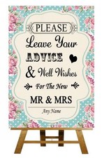 Vintage Shabby Chic Guest Book Wish Tree Personalised Wedding Sign / Poster