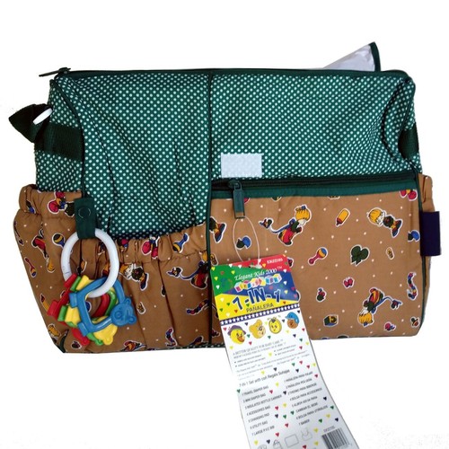 Ensemble de sacs à couches pour biberon brodé vintage EK - points de polka vert beige neuf - Photo 7/17