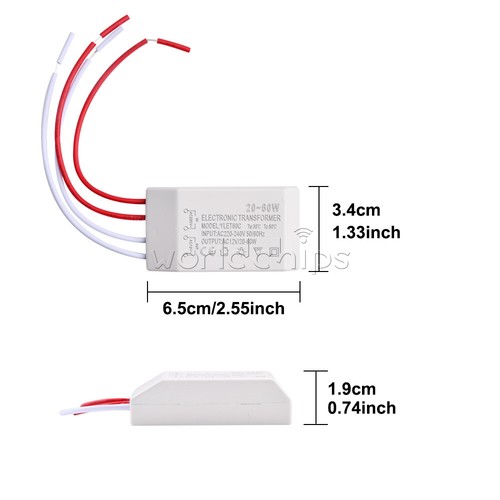 20-60W 220V To AC12V LED Halogen Lamp Light Electronic Transformer Adapter New - Picture 12 of 12