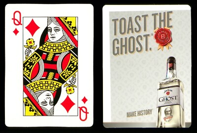 1 x Spielkarte Jim Beam Jacob's Ghost White Whiskey - Queen of Diamonds ZY 02