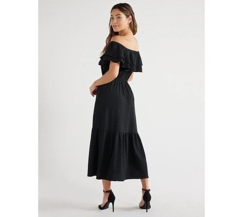 Sofia Jeans Women's Maxi Dress with Double Ruffle Convertible Neck Size XL Black - Picture 3 of 6