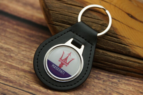 RARE VINTAGE 1970s MASERATI CAR GENUINE LEATHER KEY FOB CHAIN RING Automotive - Bild 2 von 6