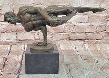 Cesaro Abstract Male Nude Bronze Sculpture Lost Wax Marble Base Artwork Sale NR