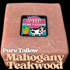 Bar Soap, Beef Tallow, Mahogany Teakwood, Handcrafted, All Natural, 5-6 oz