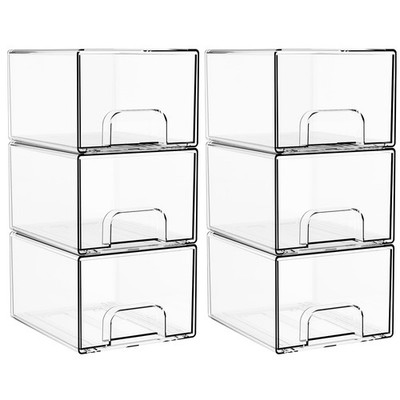 4.4'' Tall Small Clear Acrylic Stackable Storage Drawers for Vanity,Under Sink...