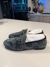 Gucci Horsebit Velvet Logo Print Loafer Dusty Pink Nero Women’s Dress Shoes 6.5