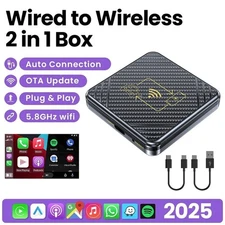 Wireless CarPlay & Android Auto AI Box Adapter Plug & Play Auto Connect Dongle