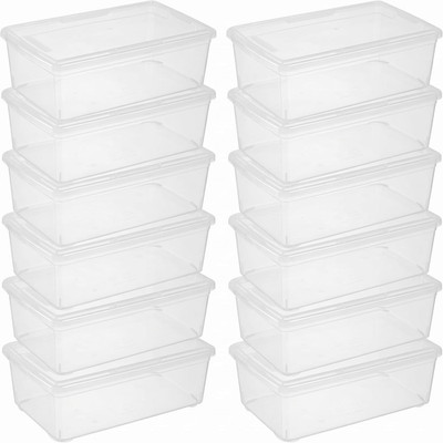 12 Pack 6QT Plastic Storage Bins with Lids, Stackable Storage Containers with Li