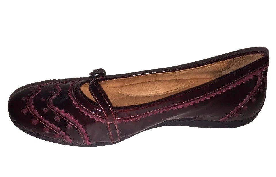 Zapatos planos de ballet Nurture de cuero borgoña avellana Mary Jane para mujer talla 6 Foto 3 de 4