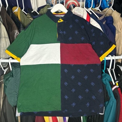 Tommy Hilfiger Anthony Ramos Multicolor Patchwork Monogram Polo Shirt Large Rare