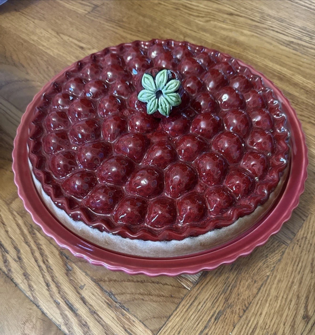 Ceramic Strawberry Pie Plate 12" Made in Portugal New