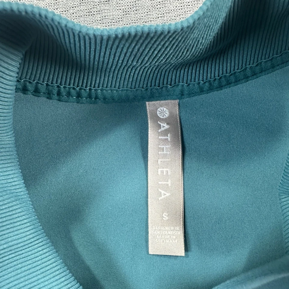 Chaqueta Athleta Mujer’s S Teal Shanti Salutation Powervita Cremallera Completa Atlética Usada en Excelente Condición Foto 2 de 4