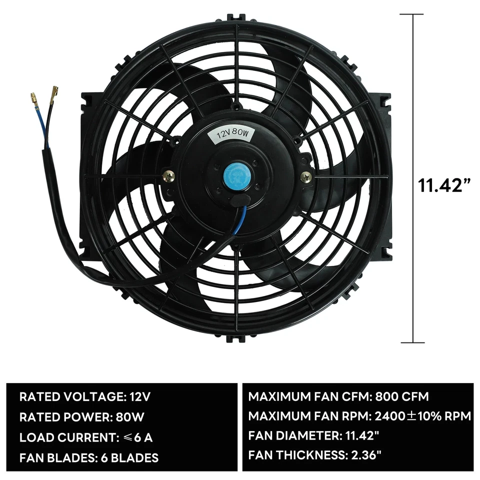 Kit de montaje de radiador eléctrico de refrigeración de 12 V 2x ventilador delgado universal de 10 pulgadas Foto 2 de 4