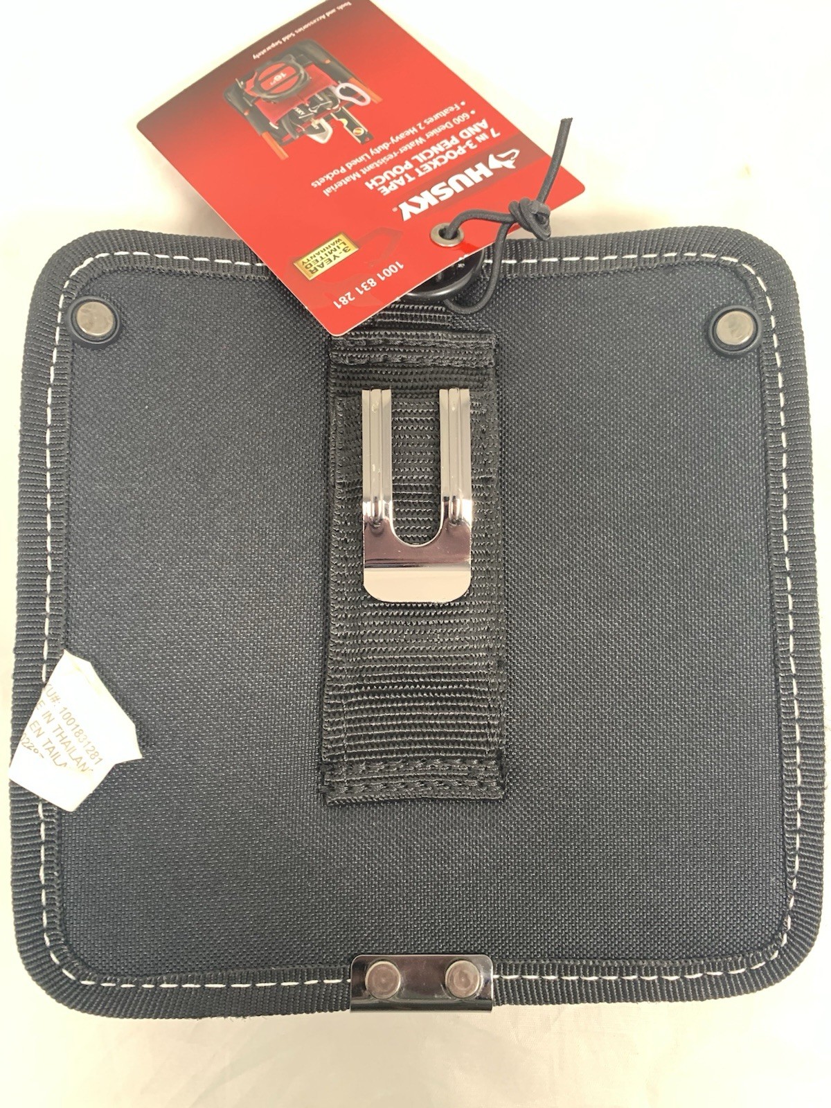 Husky 7 in. 3-Pocket Clip On Tool Belt Pouch Heavy Duty Storage