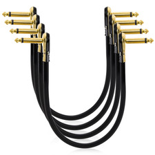 4 Pack Guitar Patch Cables, 12 Inch Flat Low Profile Pedal Instrument Cable, Rig