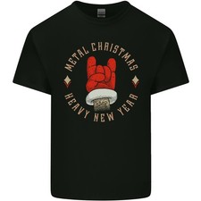 Metal Christmas Heavy Rock Music Guitar Mens Light Cotton T-Shirt