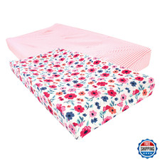 Touched by Nature Unisex Baby Organic Cotton Changing Pad Cover Garden Floral On