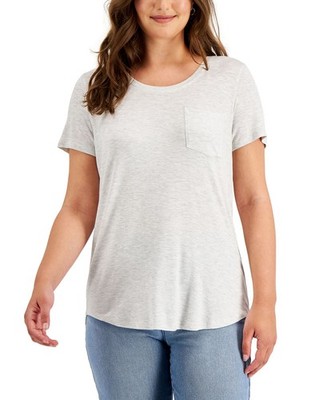 Style & Co Women's Scoop-Neck Top (Whispy Grey Heather, X-Large)