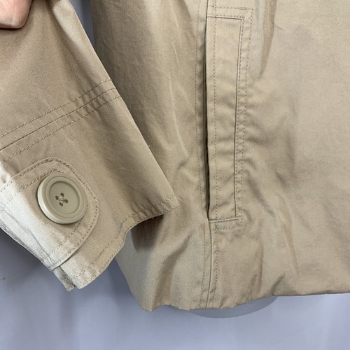 LL BEAN Sz Large Tan Cotton Peacoat Jacket Beige Double Breasted Lined Pockets - Picture 2 of 10