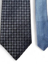 Tommy Hilfiger Made In USA 100% silk geometric jacquard navy men’s tie