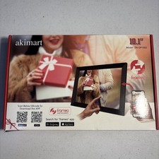 Wifi Digital Photo Frame Black NiB 10.1" Smart Touchscreen Frameo Akimart