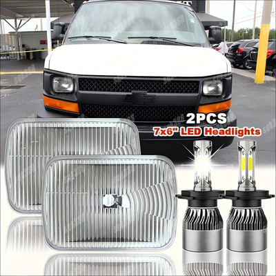 5X7'' 7X6'' LED Headlights Square For Chevy Express Cargo Van 1500 2500 3500