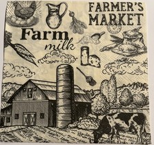 2-Farmers Market Dinner Size Paper Napkins For Decoupage