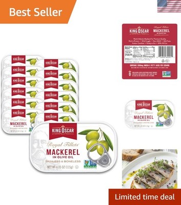 Skinless & Boneless Mackerel Fillets in Olive Oil   Pack of 12 Cans