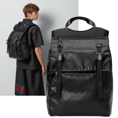 GUCCI BAG MENS 779812 BLACK ORIGINAL GG CANVAS BACKPACK SPORTY $2,750