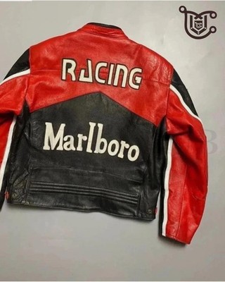 Vintage Marlboro Racing Leather Jacket Men's Motorcycle Moto GP