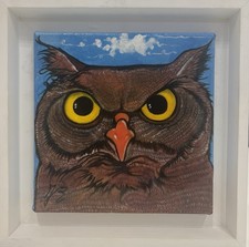 RUBENS FOGACCI  QUADRO MODERNO ARTE CONTEMPORANEA SU TELA 20x20 GUFO