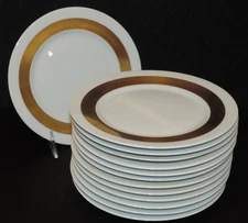 SET 13 A RAYNAUD LIMOGES CERALENE ANNEAU D'OR PATTERN 7.5" SALAD PLATES