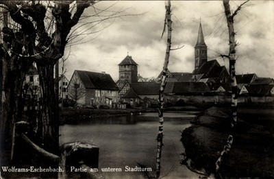Ak Wolframs Eschenbach Mittelfranken, am unteren Stadtturm - 4695612