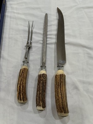 Latham & Owen Sheffield England Bone Handle Carving Set Knife Fork