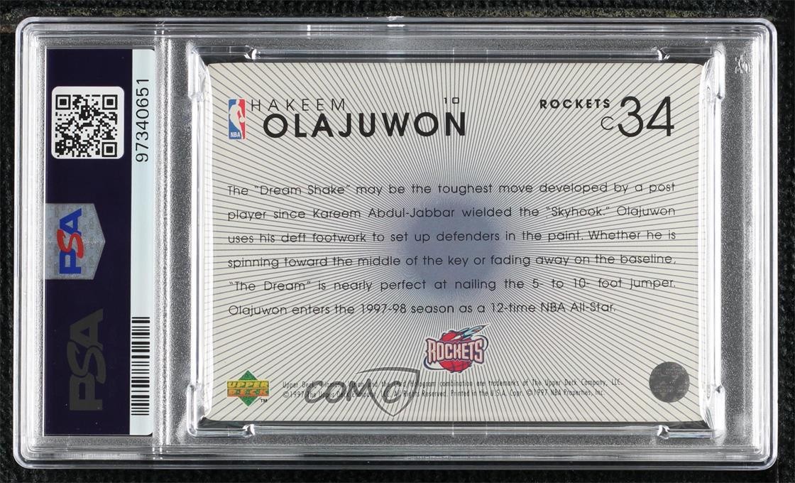 1997-98 Upper Deck Diamond Vision Hakeem Olajuwon #10 PSA 7 HOF 07qw
