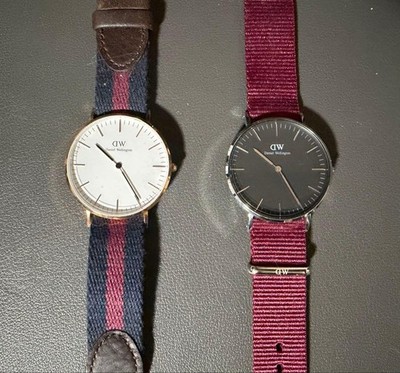 Daniel Wellington 36mm watch White Black Set with 6 Interchangeable Straps