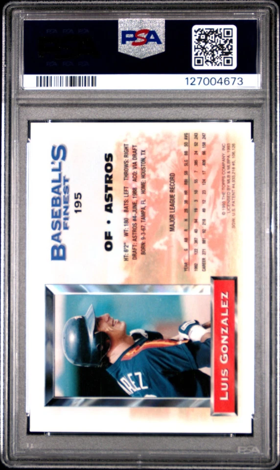 Topps Finest Luis Gonzalez 1993 refractor PSA 7 casi nuevo Low Pop - primer refractor Foto 2 de 2