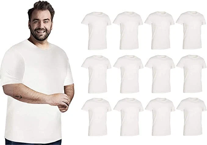 BILLIONHATS 12 Pack Men's Cotton T-Shirt Bulk Big Tall Short Sleeve Lightweight
