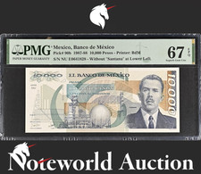 Mexico Banco de Mexico 10000 Pesos 1987-88 P 90b UNC PMG 67 EPQ 2nd TOP POP