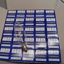 Case of 25 Candex 40W 120V  Clear Torpedo Candelabra E12 Small Base Bulb