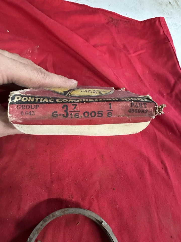 Juego de anillos de compresión Pontiac vintage NOS Sealed Power 496982 6-3 7/16 .005 1/8 Foto 2 de 4