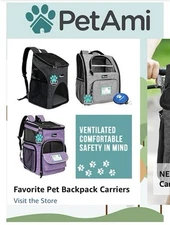NWT -PetAmi Deluxe Pet Carrier Backpack In Purple For Small Cats and Dogs