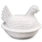 Vintage Indiana Glass White Milk Glass Hen On Nest Covered Dish Candy 2 Pieces